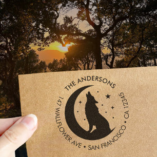 Aangepaste familienaam Wolf Moon retouradres Zelfinktende Stempel