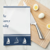 Aangepaste familienaam Zeilboten in de marine en w Theedoek (Quarter Fold)