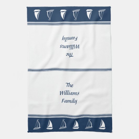 Aangepaste familienaam Zeilboten in de marine en w Theedoek (Verticaal)