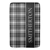 Aangepaste familienaam zwart wit Buffalo Plaid Badmat (Voorkant Verticaal)