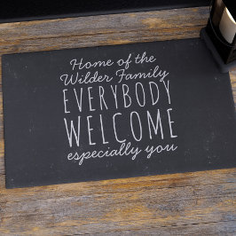 Aangepaste familienaam Zwart-wit Welkom Deurmat