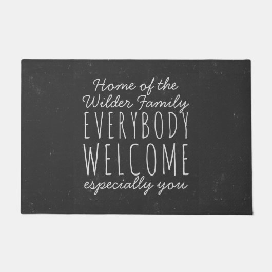 Aangepaste familienaam Zwart-wit Welkom Deurmat (Voorkant)