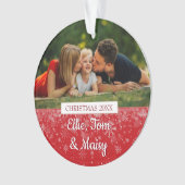 Aangepaste familienamen en foto's voor het kerstfe ornament (voorkant)