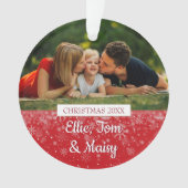 Aangepaste familienamen en foto's voor het kerstfe ornament (voorkant)