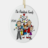 Aangepaste Familieouders, Twee Jongens, Meisje Orn Keramisch Ornament (Rechts)