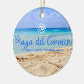 Aangepaste familiePlaya del Carmen Vakantie Kerstm Keramisch Ornament (Links)