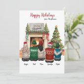 Aangepaste Familieportret Clip Art Christmas Kaart (Staand voorkant)