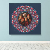 Aangepaste Familieportret Russet Kerstmis Mandala Canvas Afdruk (Insitu (Houten vloer))