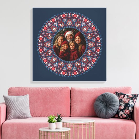 Aangepaste Familieportret Russet Kerstmis Mandala Canvas Afdruk (Insitu (Woonkamer))