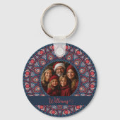 Aangepaste Familieportret Russet Kerstmis Mandala Sleutelhanger (Voorkant)