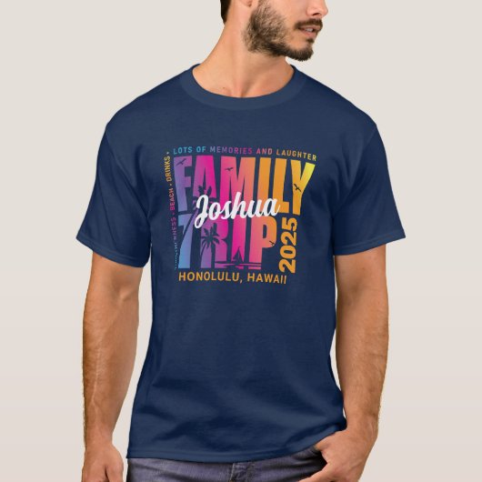 Aangepaste Familiereis Overeenkomende Groepsvakant T-shirt (Voorkant)