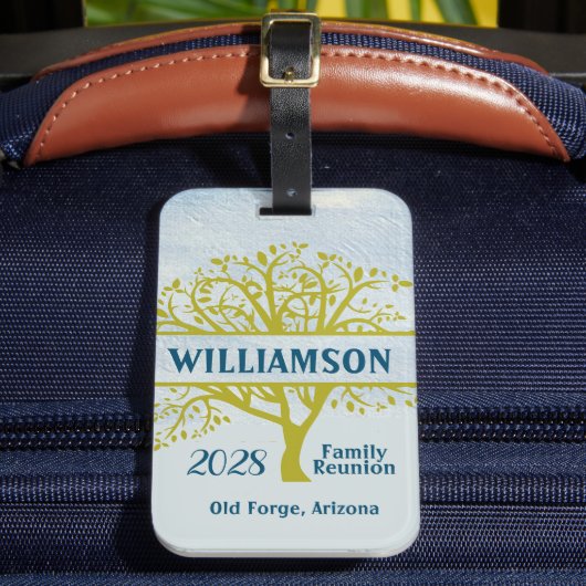 Aangepaste familiereünie Keepsake genealogie Boom Bagagelabel (Voorkant Insitu 2)