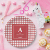 Aangepaste familiereünie Red Gingham Papieren Bordje (Feest)