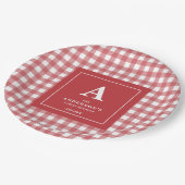 Aangepaste familiereünie Red Gingham Papieren Bordje (Gekanteld)