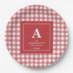 Aangepaste familiereünie Red Gingham Papieren Bordje