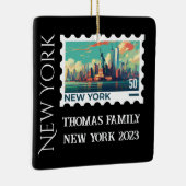 Aangepaste familievakantie New York Kerstboom Keramisch Ornament (Rechts)