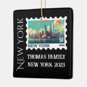 Aangepaste familievakantie New York Kerstboom Keramisch Ornament (Links)