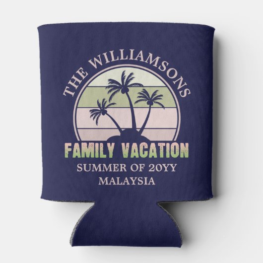 Aangepaste familievakantie strand tropisch eiland blikjeskoeler (Achterkant)