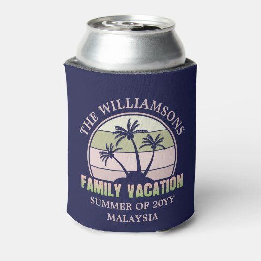 Aangepaste familievakantie strand tropisch eiland blikjeskoeler (Blikje Achterkant)