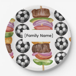 Aangepaste familievoetbal BBQ-feestborden Papieren Bordje