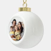 Aangepaste FAMILY Script One Photo Keepsake Keramische Bal Ornament (Rechts)