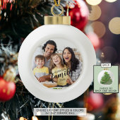 Aangepaste FAMILY Script One Photo Keepsake Keramische Bal Ornament