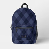 Aangepaste Fancy Monogram Naam Plaid Bedrukte Rugzak (Voorkant)
