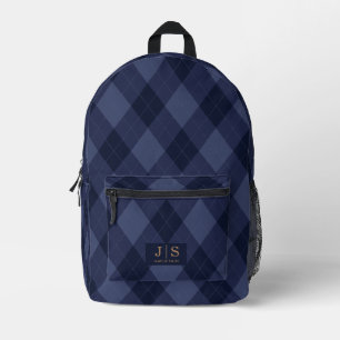Aangepaste Fancy Monogram Naam Plaid Bedrukte Rugzak
