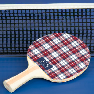 Aangepaste Fancy Monogram Naam Plaid Ping Pong Pad Tafeltennisbatje