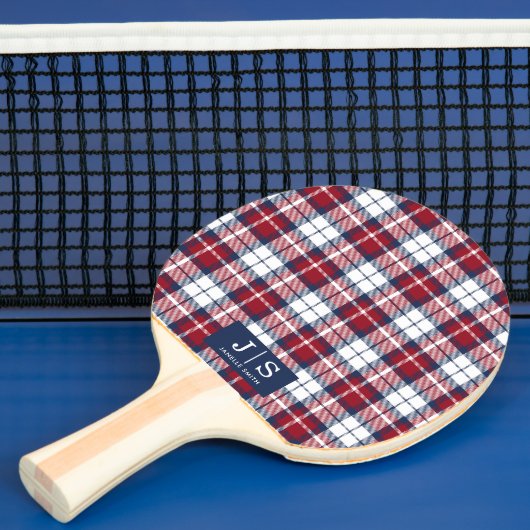 Aangepaste Fancy Monogram Naam Plaid Ping Pong Pad Tafeltennisbatje (Insitu)