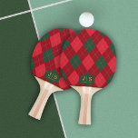 Aangepaste Fancy Monogram Naam Plaid Tafeltennisbatje<br><div class="desc">Aangepaste Fancy Monogram Naam Plaid Ping Pong Paddle</div>
