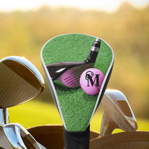 Aangepaste Fancy monogram roze Golfbal van het Man Golfheadcover