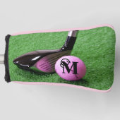 Aangepaste Fancy monogram roze Golfbal van het Man Golfheadcover (Voorkant)