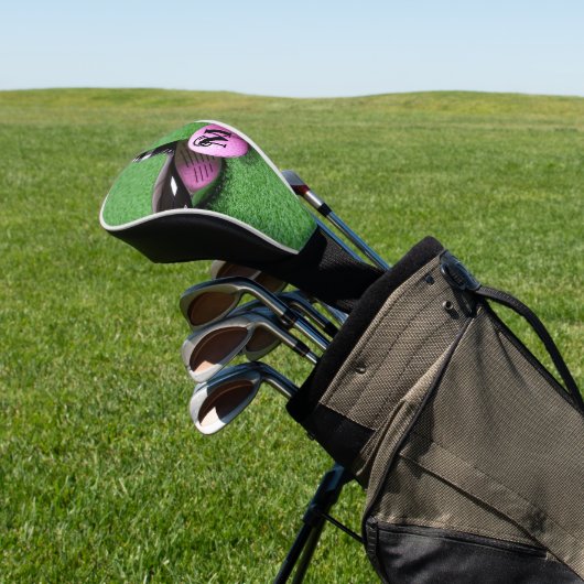 Aangepaste Fancy monogram roze Golfbal van het Man Golfheadcover (Insitu)