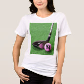 Aangepaste Fancy monogram roze Golfbal van het Man Tri-Blend Shirt (Voorkant)