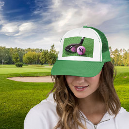 Aangepaste Fancy monogram roze Golfbal van het Man Trucker Pet