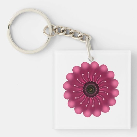 Aangepaste fantasiebloem | Abstracte neonbloem Sleutelhanger (voorkant)