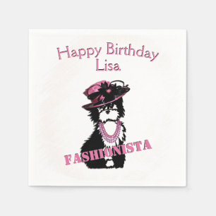 Aangepaste Fashionista Hond Verjaardag Servet