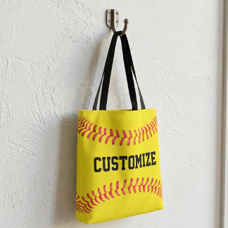 Aangepaste Fastpitch Softbal Teamnaam of Tekst Spo Tote Bag