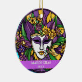Aangepaste Faux Glas in lood Mardi Gras Mask Keramisch Ornament (Rechts)