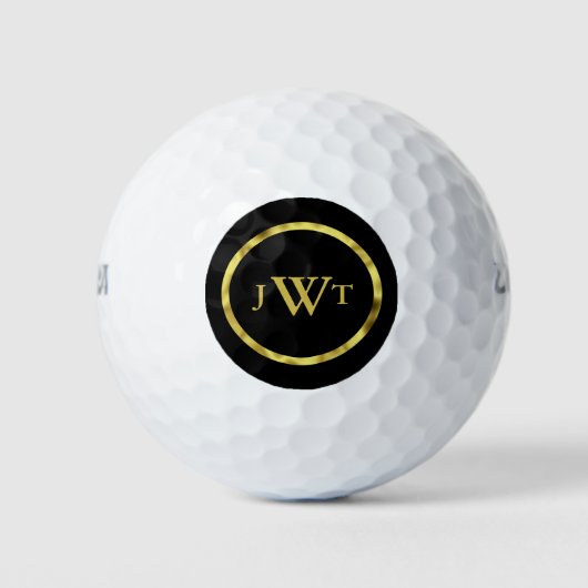 Aangepaste Faux Gold Border en Monogram Golfballen (Voorkant)