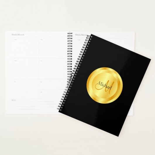 Aangepaste Faux Gold Elegant Black Sjabloon Planner (Display)