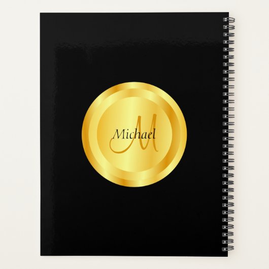Aangepaste Faux Gold Elegant Black Sjabloon Planner (Achterkant)
