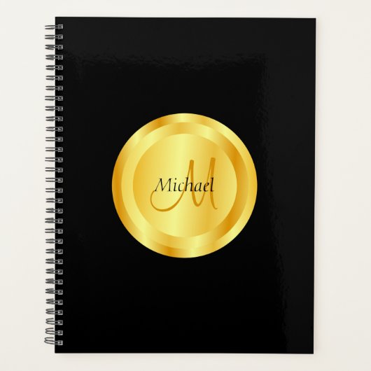 Aangepaste Faux Gold Elegant Black Sjabloon Planner (Voorkant)