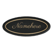 Aangepaste Faux Gold Elegant Classic Lijst zwarte  Naambadge (Voorkant)