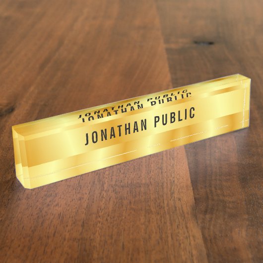 Aangepaste Faux Gold Elegant Glamor-Sjabloon Naambordje (Zijkant)