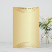 Aangepaste Faux Gold Elegant Moderne Sjabloon Briefpapier (Staand voorkant)