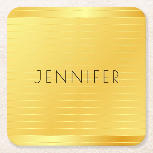 Aangepaste Faux Gold Elegant Moderne Sjabloon Kartonnen Onderzetters (Voorkant)