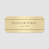 Aangepaste Faux Gold Elegant Moderne Sjabloon Naamplaatje (Voorkant)