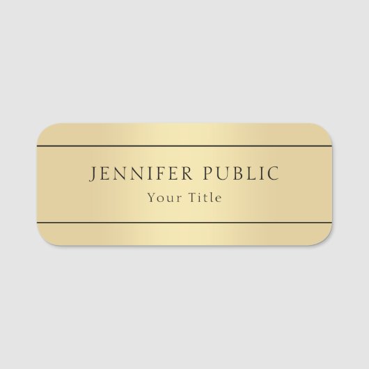Aangepaste Faux Gold Elegant Moderne Sjabloon Naamplaatje (Voorkant)